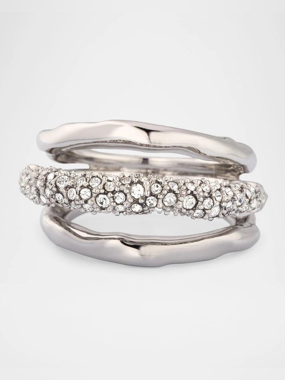Alexis Bittar Silver Crystal Pavé Stacking Rings